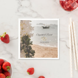 Segelboot Blume Strand Hochzeit Serviette