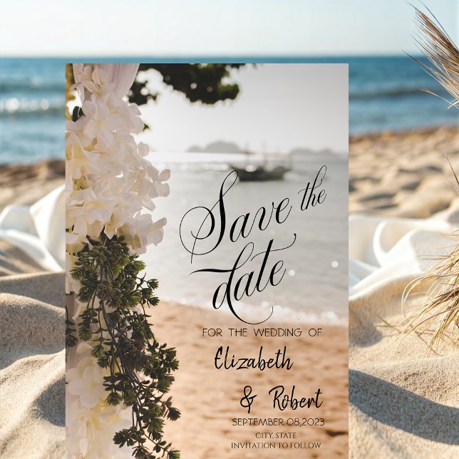 Segelboot Blume Strand Save the Date (Von Creator hochgeladen)