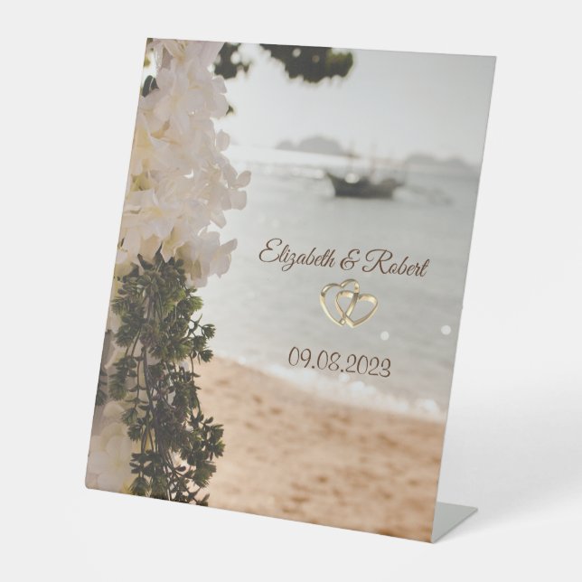 Segelboot Blume Strand Sockelschild (Vorderseite)