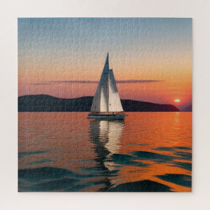 Segelboot, das auf ruhigem Wasser gleitet Puzzle