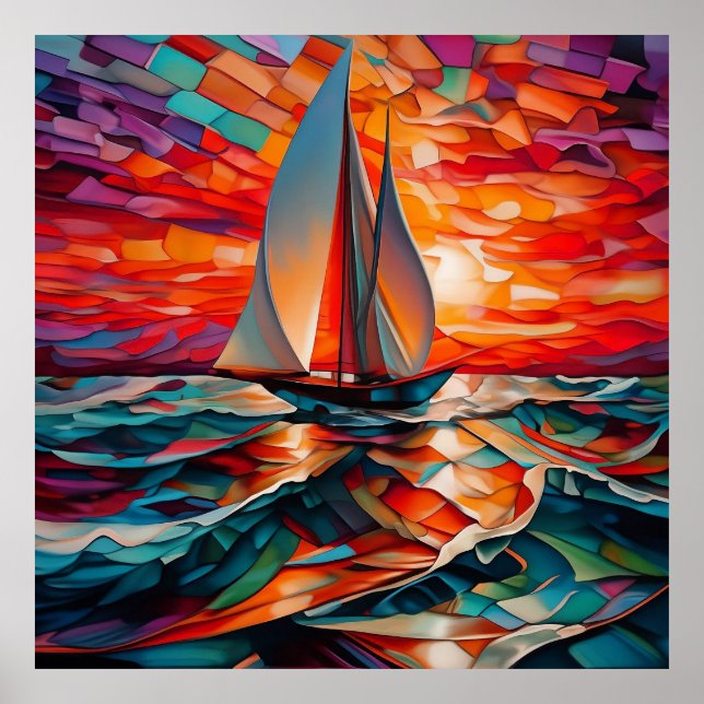 Segelboot, das über ein Meer gleitet Poster (Vorne)