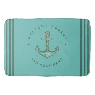Segelboot der Blue Navy Anchor Badematte