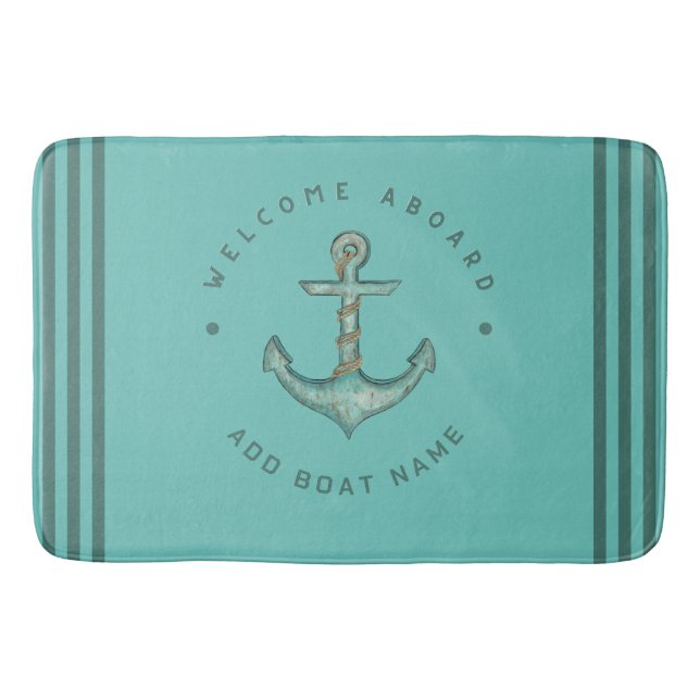 Segelboot der Blue Navy Anchor Badematte (Vorderseite)