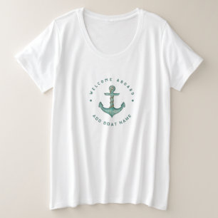 Segelboot der Blue Navy Anchor Große Größe T-Shirt
