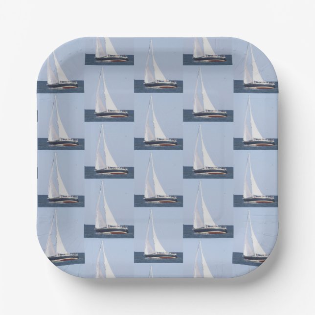 Segelboot-Foto-Papierteller Pappteller (Vorderseite)