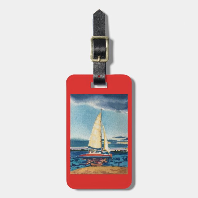 Segelboot-Gepäckanhänger oder Schlüsselkette Gepäckanhänger (Vorderseite vertikal)