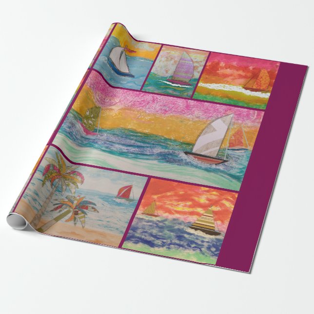 Segelboot-Geschenkpapier Geschenkpapier (Ungerollt)