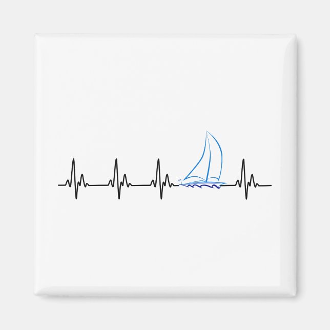 Segelboot Heartbeat Funny Sailboat Magnet (Vorne)