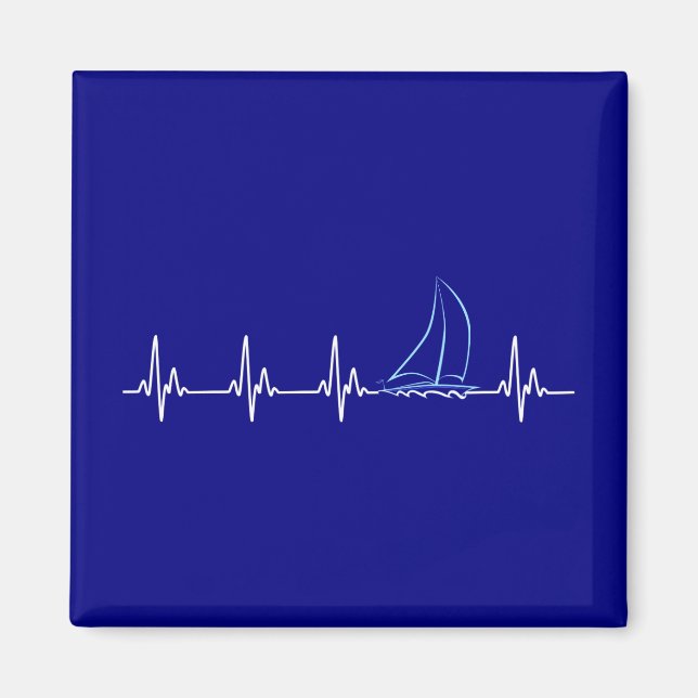 Segelboot Heartbeat Funny Sailboat Magnet (Vorne)