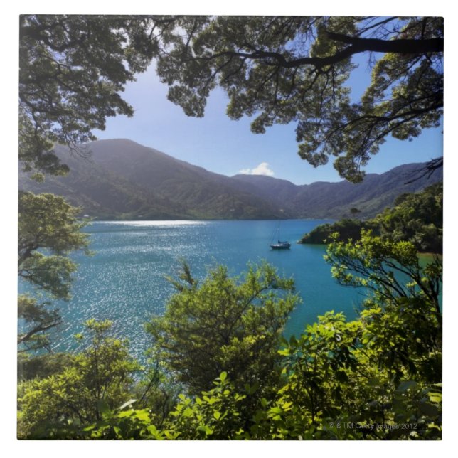 Segelboot im Abstand Fliese (Vorderseite)