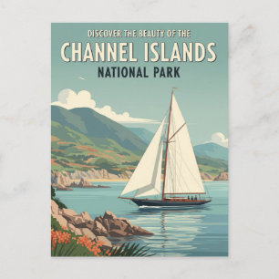 Segelboot im Channel Islands National Park Postkarte