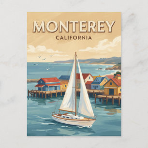 Segelboot im Hafen von Monterey, Kalifornien Postkarte