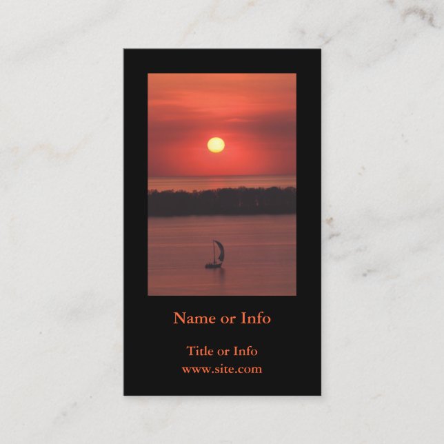 Segelboot im Sunset Foto Visitenkarte (Vorderseite)