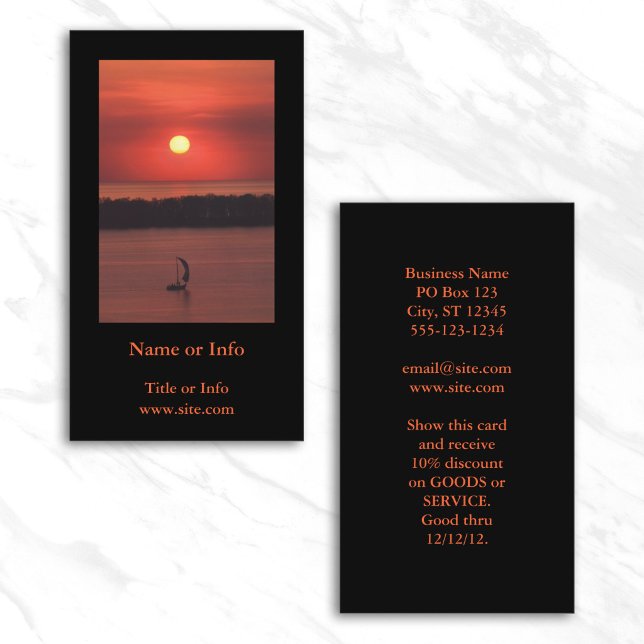 Segelboot im Sunset Foto Visitenkarte (Sailboat at Sunset Photo Business Card)