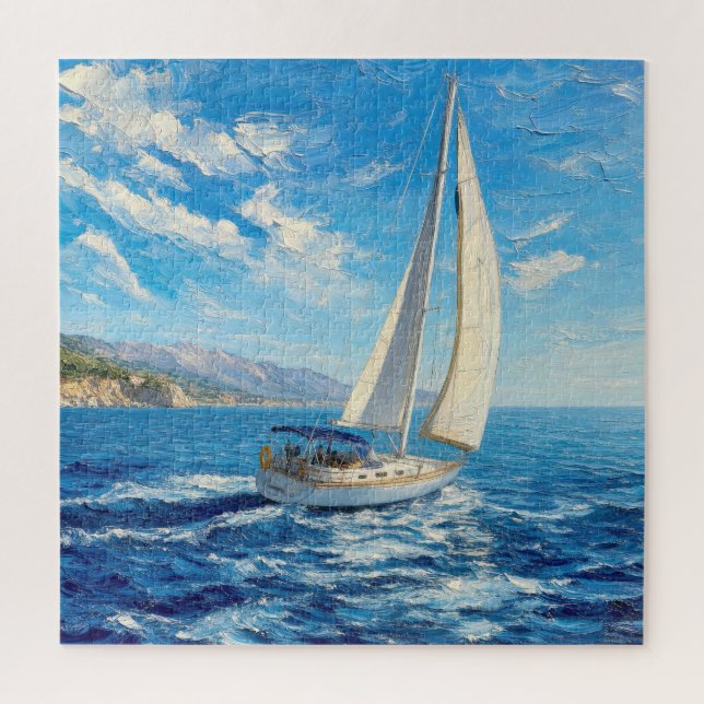 Segelboot-Impasto-Malerei  Puzzle (Vertikal)