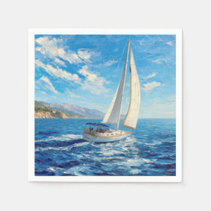 Segelboot-Impasto-Malerei  Serviette