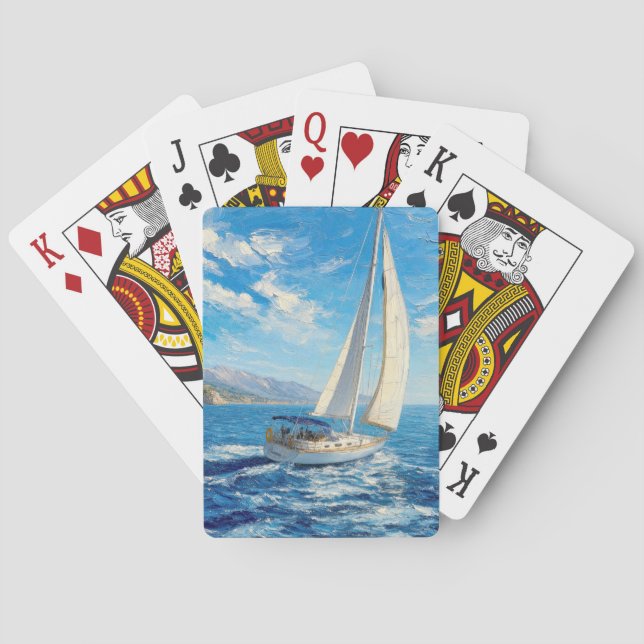 Segelboot-Impasto-Malerei  Spielkarten (Rückseite)