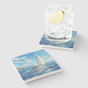 Segelboot-Impasto-Malerei Steinuntersetzer