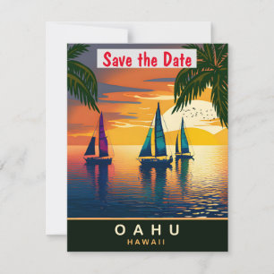 Segelboot in der Nähe von Oahu, Hawaii, Travel Pos Save The Date