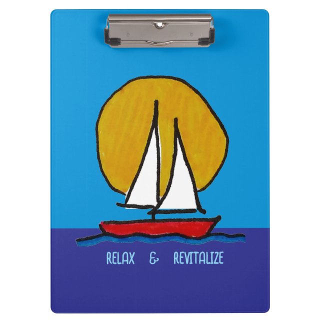 Segelboot in der Sonne Klemmbrett (Vorderseite)