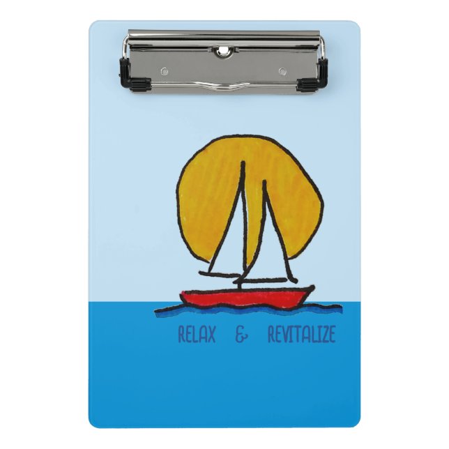 Segelboot in der Sonne  Mini Klemmbrett (Vorderseite)