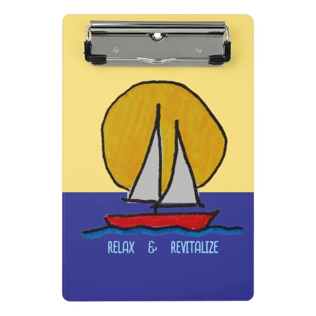 Segelboot in der Sonne Mini Klemmbrett (Vorderseite)