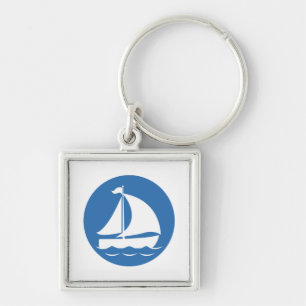 Segelboot in einem blauen Kreis Schlüsselanhänger
