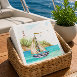 Segelboot in einem türkisfarbenen Ozean Serviette