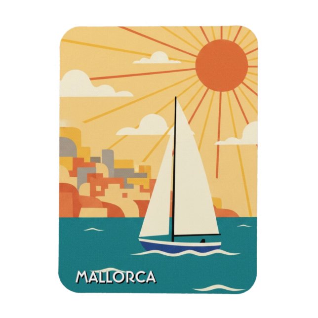 Segelboot in Mallorca Spanien Reise Magnet (Vertikal)