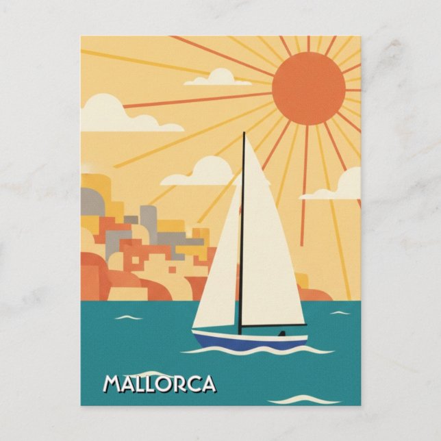 Segelboot in Mallorca Spanien Reise Postkarte (Vorderseite)