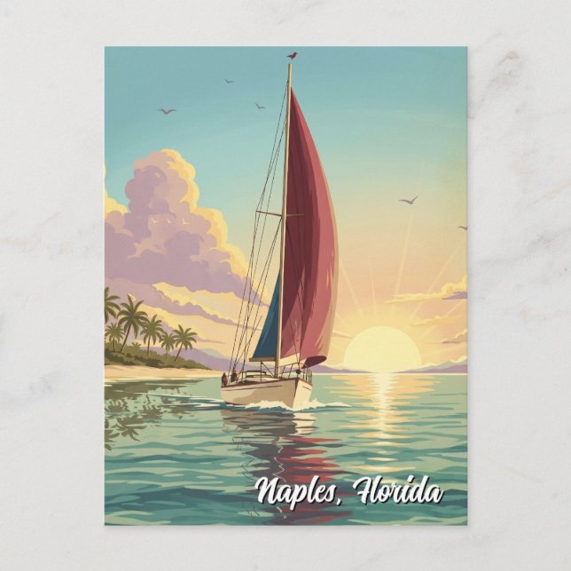 Segelboot in Naples Florida Reise Postkarte (Vorderseite)