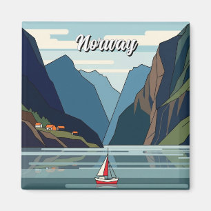 Segelboot in Norwegen Fjord Magnet