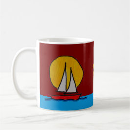 Segelboot in Sun Deep Red Kaffeetasse