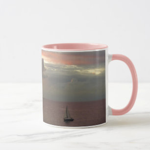 Segelboot in Sunset Beautiful Pink Seascape Tasse