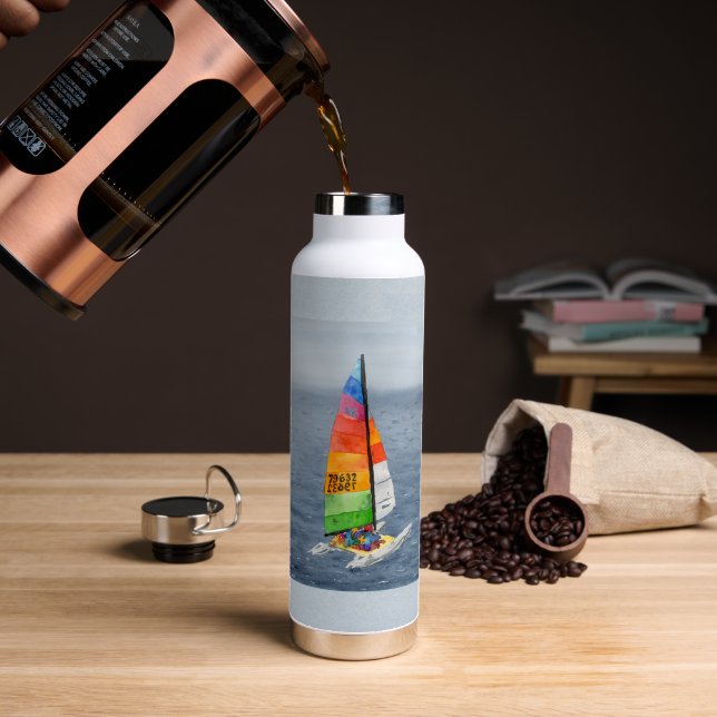Segelboot-Katamaran-Ozean-Wasserflasche Trinkflasche (Kaffee (gedreht))