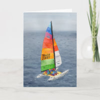 Segelboot-Katamaran-Schiffskunst-Grußkarte
