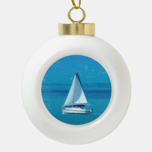Segelboot Keramik Kugel-Ornament