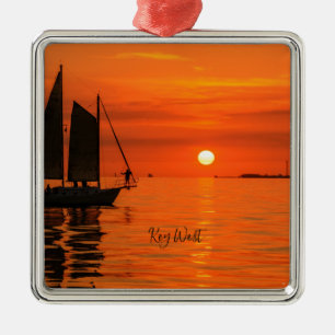 Segelboot, Key West, Florida bei Sunset Ornament Aus Metall