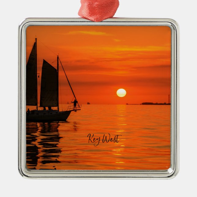 Segelboot, Key West, Florida bei Sunset Ornament Aus Metall (Vorne)