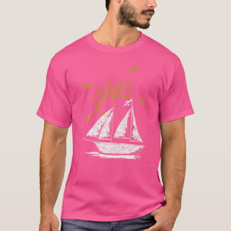 Segelboot-Kompass-Segler-Kapitän-Segler-Schifffahr T-Shirt