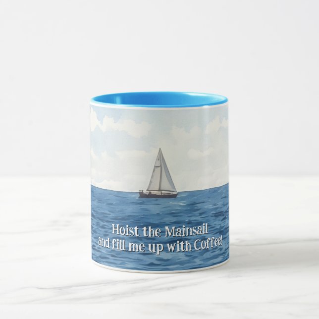 Segelboot Kunst Spaß Kaffee Tasse Cup (Zentrum)