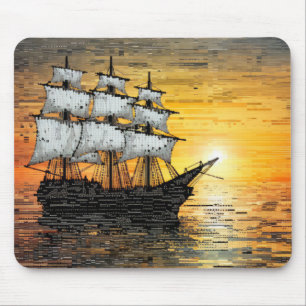 Segelboot Marine Art Deco Paint Mousepad