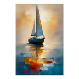 Segelboot-Meereslandschaft-Wandkunst Poster