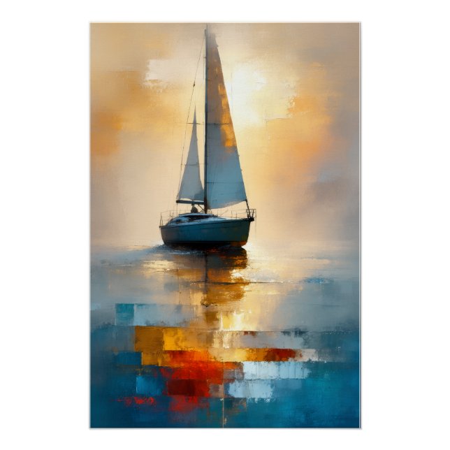 Segelboot-Meereslandschaft-Wandkunst  Poster (Vorderseite)