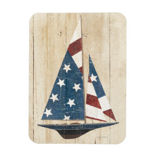 Segelboot mit amerikanischer Flagge Magnet