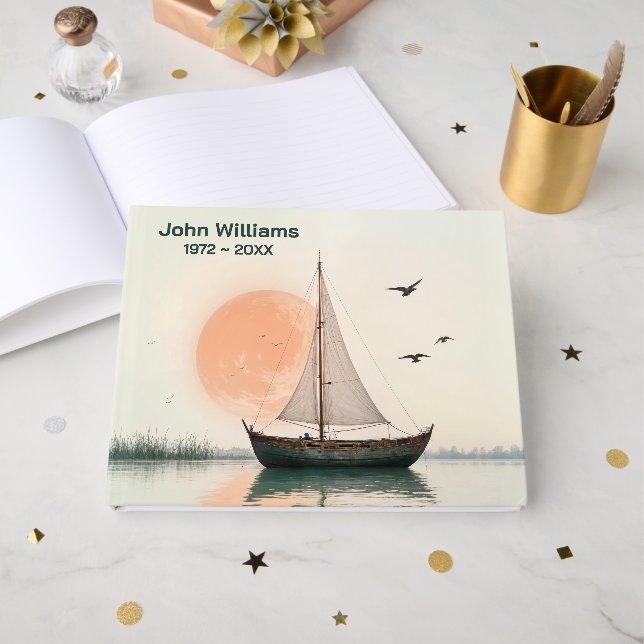 Segelboot mit Möbeln zum Gedenken Gästebuch (Vorderseite Offen)