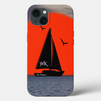 Segelboot mit Monogramm und Namen auf dem Boot Case-Mate iPhone Hülle