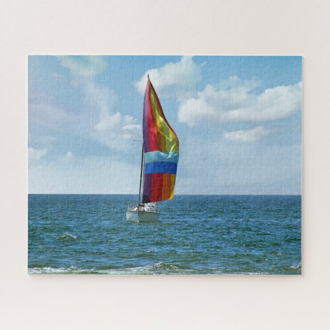 Segelboot mit Rainbow Spinnaker Puzzle (Horizontal)