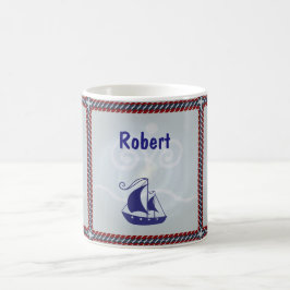 Segelboot mit Rope-Rahmen-Text Tasse