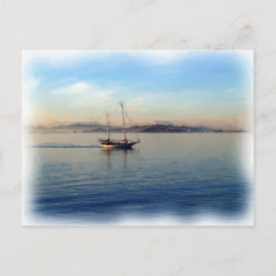 Segelboot mit zwei Masten Postkarte